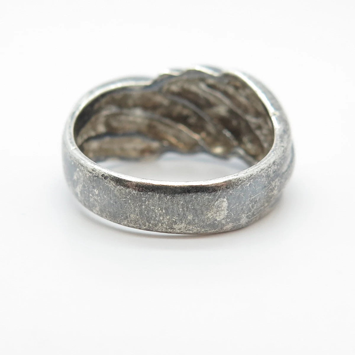 925 Sterling Silver Vintage Ribbed Ring Size 6.5