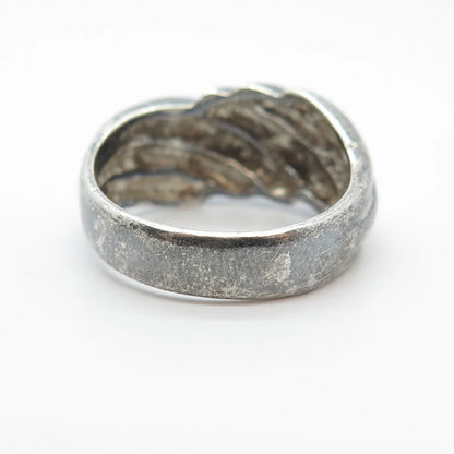 925 Sterling Silver Vintage Ribbed Ring Size 6.5