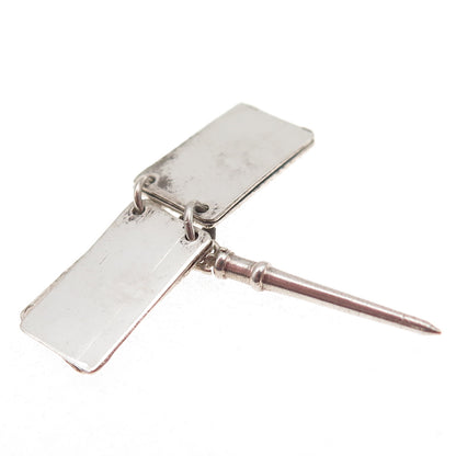 925 Sterling Silver Antique Art Deco Notebook & Pencil Mini Charm Pendant