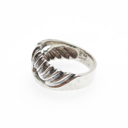 925 Sterling Silver Vintage Modernist Infinity Oxidized Ring Size 7