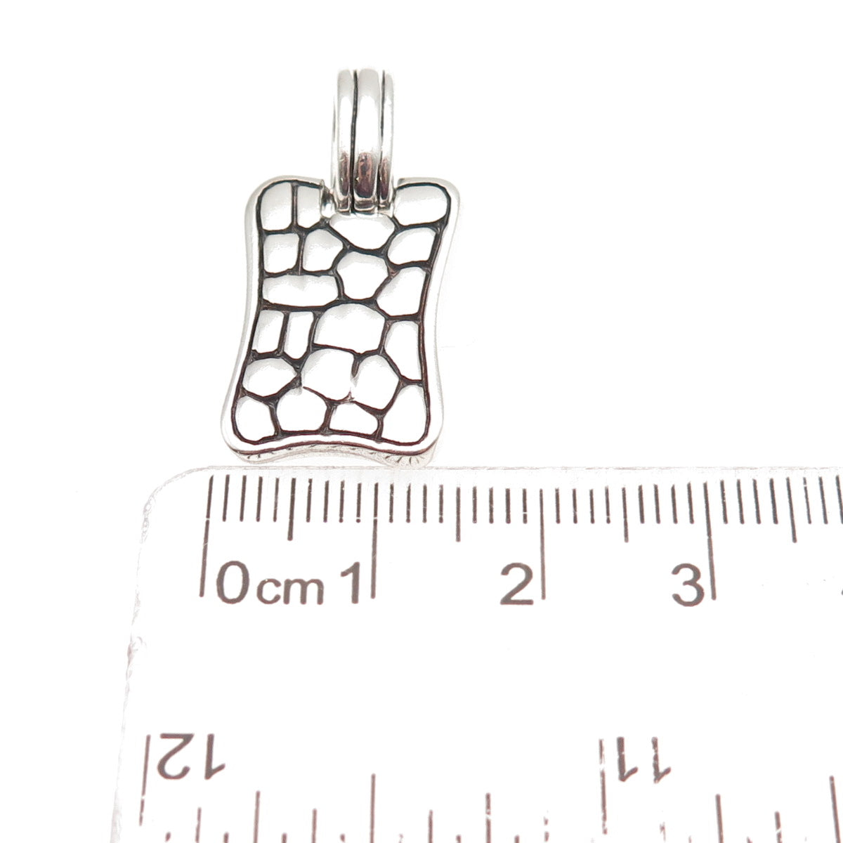 LINAJE 925 Sterling Silver Vintage Modernist Oxidized Charm Pendant