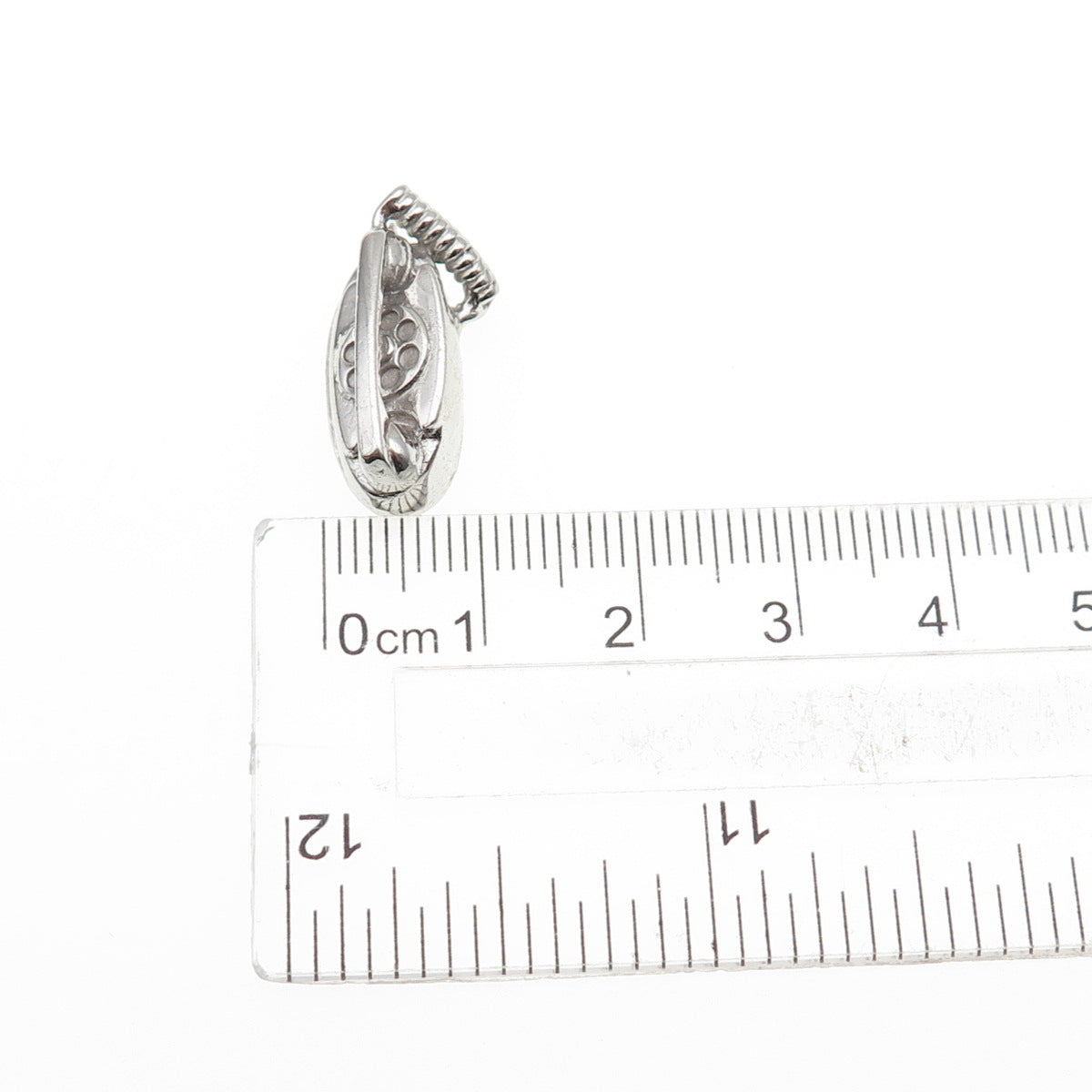 WELLS 925 Sterling Silver Vintage Retro Rotary Phone Mini 3D Charm Pendant