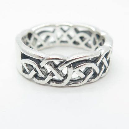 925 Sterling Silver Vintage Celtic Band Ring Size 6.75
