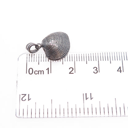 925 Sterling Silver Vintage Seashell Oxidized Minimalist Charm Pendant