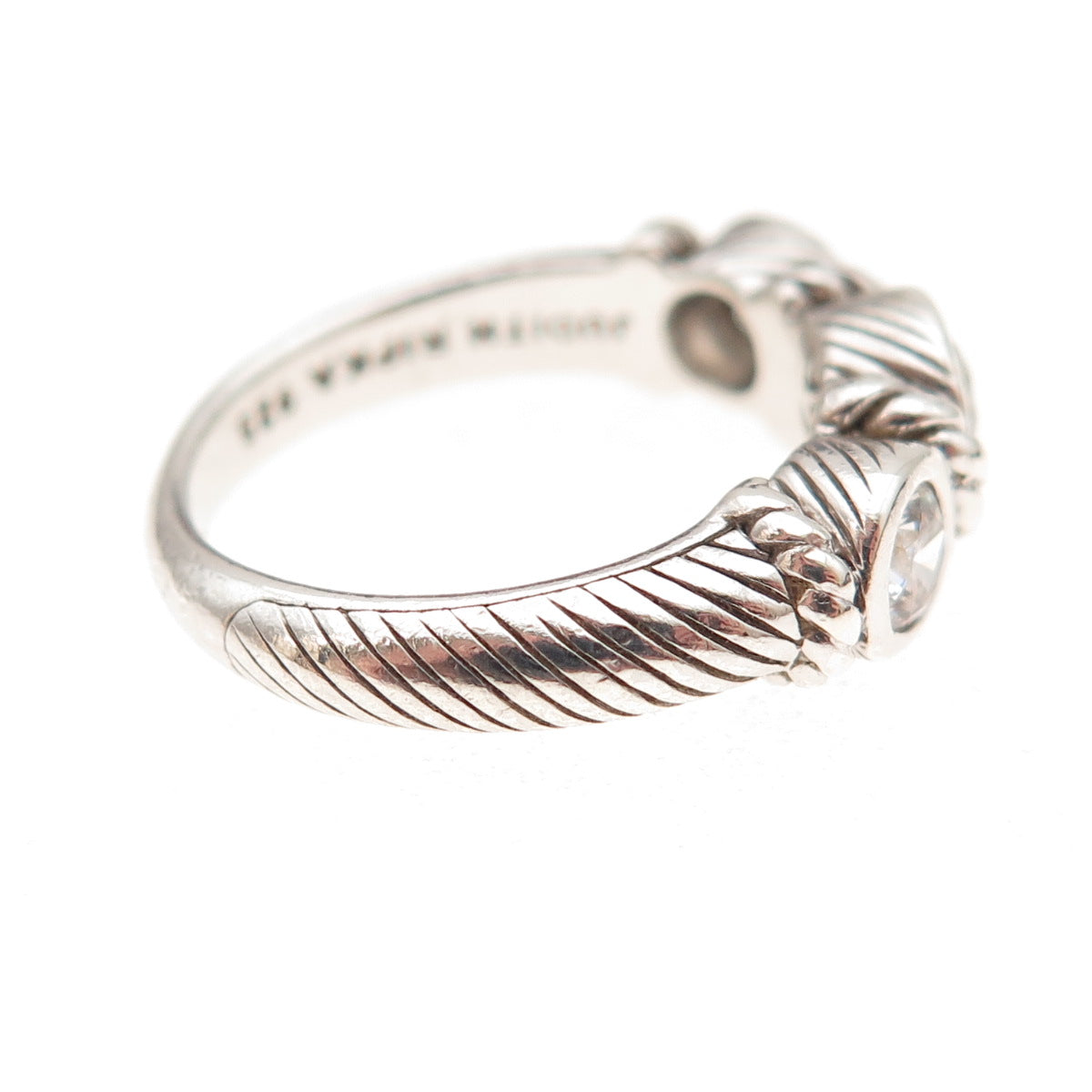 Judith Ripka 925 Sterling Silver Round-Cut C Z Ring Size 7.25