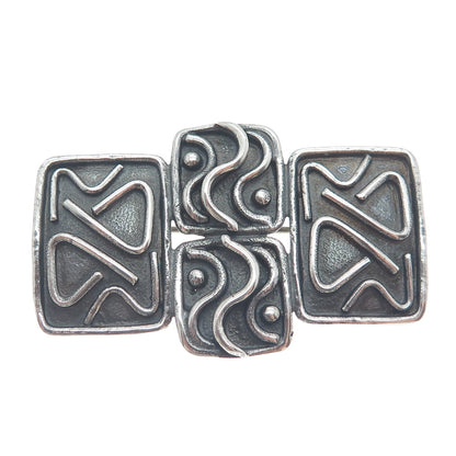 925 Sterling Silver Vintage Modernist Oxidized Pin Brooch