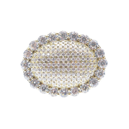 925 Sterling Silver Gold Plated Round-Cut C Z Dome Ring Size 9