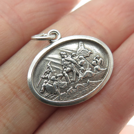 925 Sterling Silver Antique Washington Crossing the Delaware Pendant