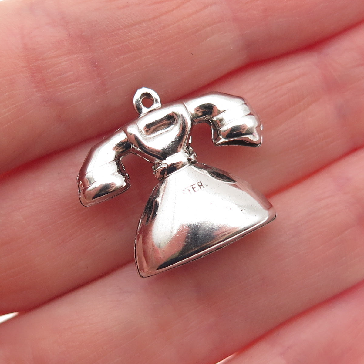 925 Sterling Silver Vintage Retro Rotary Phone 3D Mini Charm Pendant