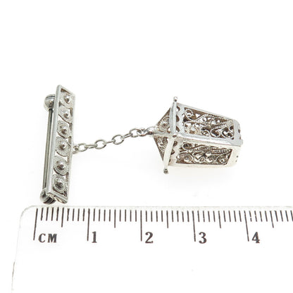 835 Silver Vintage Street Light Dangle Pin Brooch