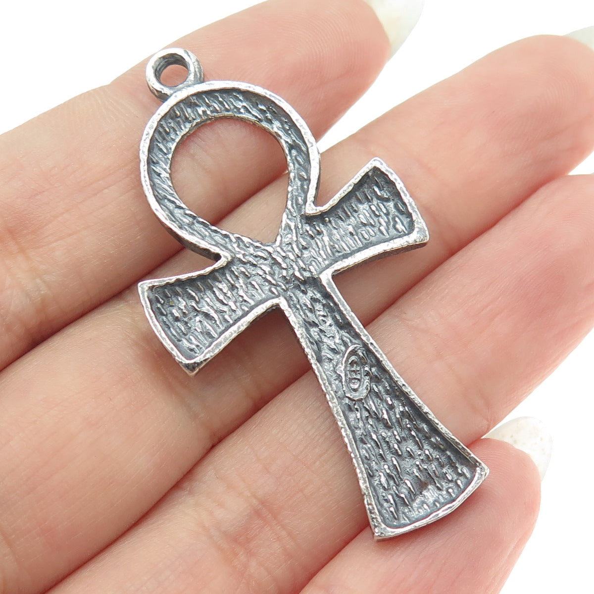 925 Sterling Silver Vintage Egyptian Ankh Oxidized Pendant