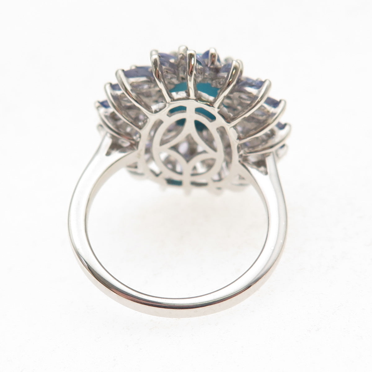 D'Joy 925 Sterling Silver Real Sleeping Beauty Turquoise & Tanzanite Ring Size 8