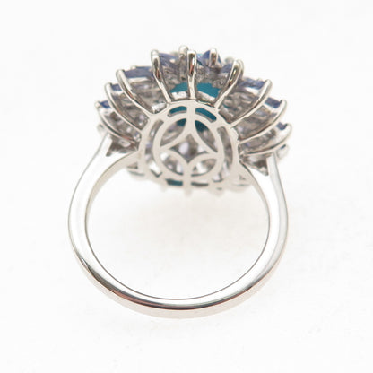 D'Joy 925 Sterling Silver Real Sleeping Beauty Turquoise & Tanzanite Ring Size 8