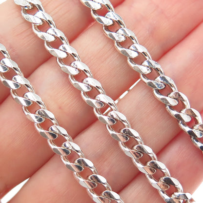 925 Sterling Silver Vintage Italy Cuban Chain Necklace 18"