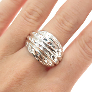 CHAPAL ZENRAY 925 Sterling Silver Vintage Diamond-Cut Dome Ring Size 10.25