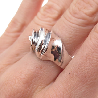 Pejois 925 Sterling Silver Vintage Modernist Oxidized Ring Size 8.25