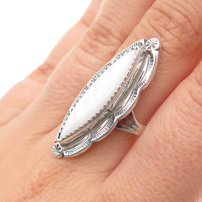 Albert Payton Navajo Old Pawn Sterling Silver Vintage MOP Tribal Ring Size 10