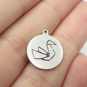 925 Sterling Silver USA Two In Town Swan Bird Charm Pendant