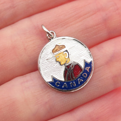 BREADNER CO. Sterling Vintage Enamel Royal Canadian Mounted Police Mini Pendant
