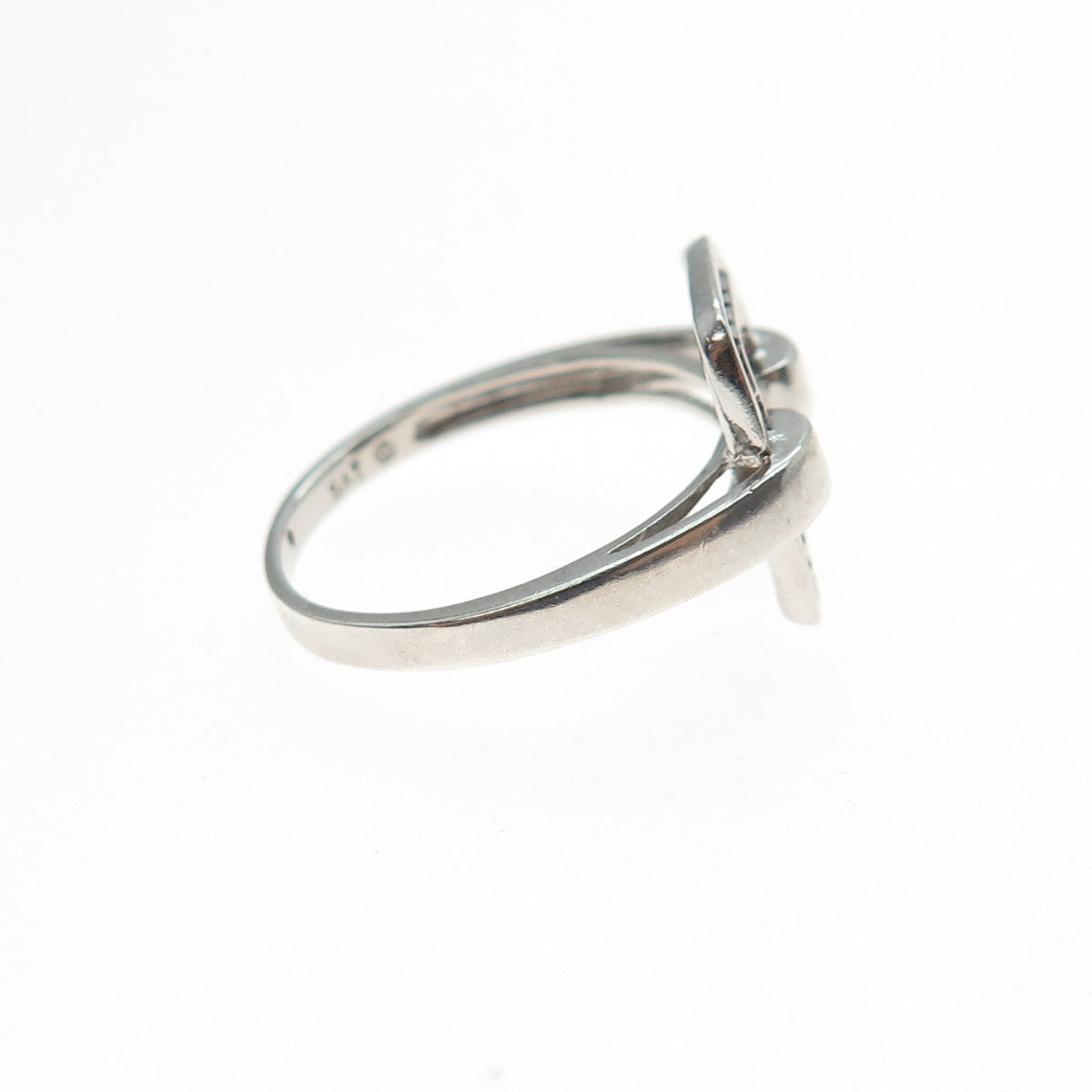 SAI 925 Sterling Silver Round-Cut C Z Letter O Interlocked Ring Size 7