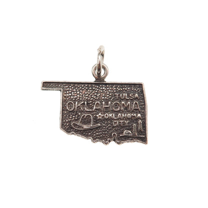 French & Franklin 925 Sterling Silver Vintage Oklahoma State Mini Charm Pendant