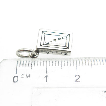 SUN WEST 925 Sterling Silver Vintage Diary Minimalist Charm Pendant