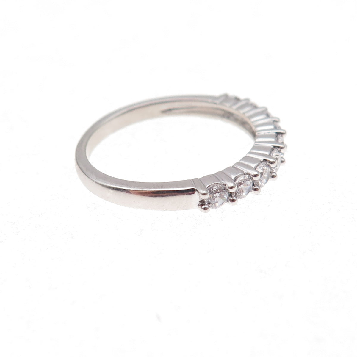 JH Young 925 Sterling Silver Round-Cut C Z Half Eternity Band Ring Size 7