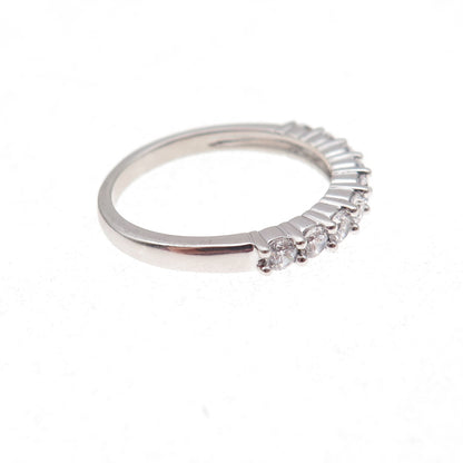 JH Young 925 Sterling Silver Round-Cut C Z Half Eternity Band Ring Size 7