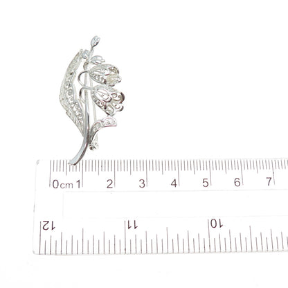 835 Silver Vintage Germany Bluebell Flower Filigree Pin Brooch