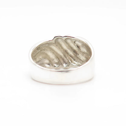 925 Sterling Silver Vintage Ribbed & Wavy Ring Size 9 3/4