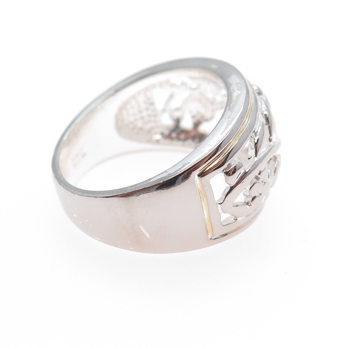 925 Sterling Silver Vintage Flower Scroll Ring Size 8