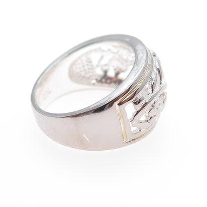 925 Sterling Silver Vintage Flower Scroll Ring Size 8