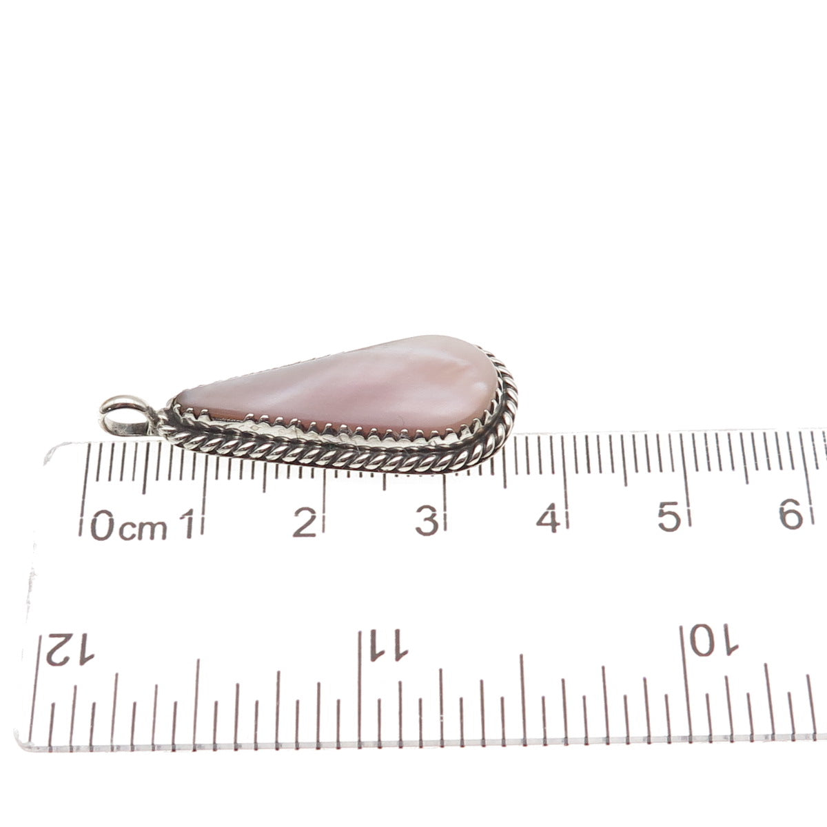 Old Pawn 925 Sterling Silver Vintage Southwestern MOP Teardrop Charm Pendant