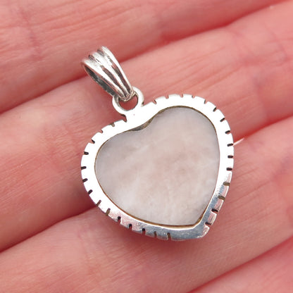 Charles Winston 925 Sterling Silver Vintage Real MOP Swirl Heart Charm Pendant