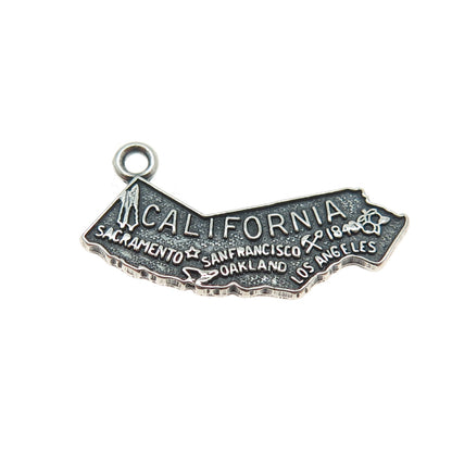 925 Sterling Silver Vintage "California" State Map Pendant