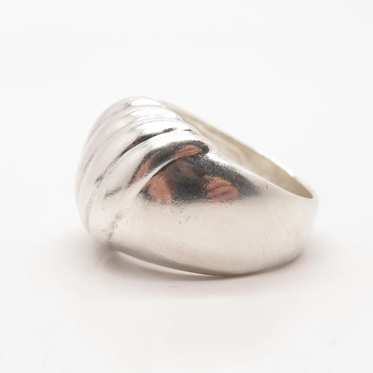 925 Sterling Silver Vintage Ribbed Wide Wrapped Ring Size 7.25