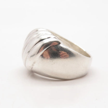 925 Sterling Silver Vintage Ribbed Wide Wrapped Ring Size 7.25