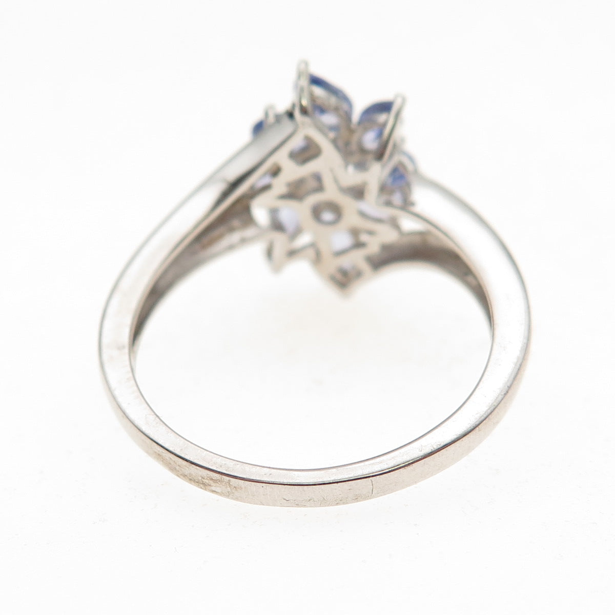 Chuck Clemency 925 Sterling Silver Real Tanzanite Floral Ring Size 8.25