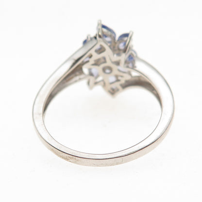 Chuck Clemency 925 Sterling Silver Real Tanzanite Floral Ring Size 8.25