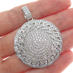 DESIGNS BY YAGI 925 Sterling Silver Round-Cut C Z Sparkle Curb Link Pendant