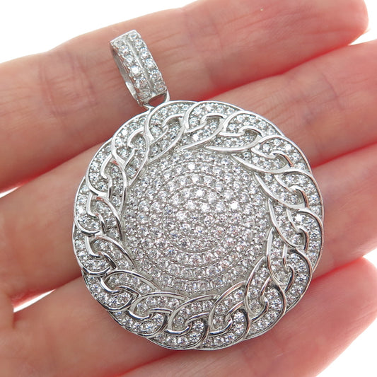 DESIGNS BY YAGI 925 Sterling Silver Round-Cut C Z Sparkle Curb Link Pendant