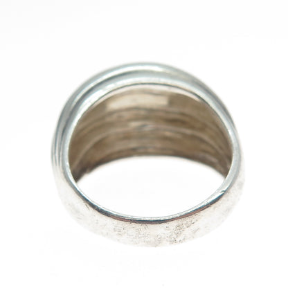 925 Sterling Silver Vintage DPL Modernist Ribbed Dome Ring Size 7.75