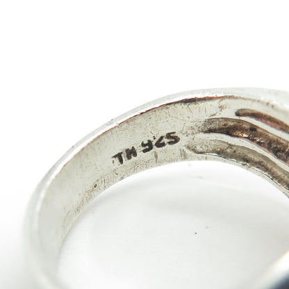 925 Sterling Silver Vintage Puffy Ribbed Ring Size 7.5
