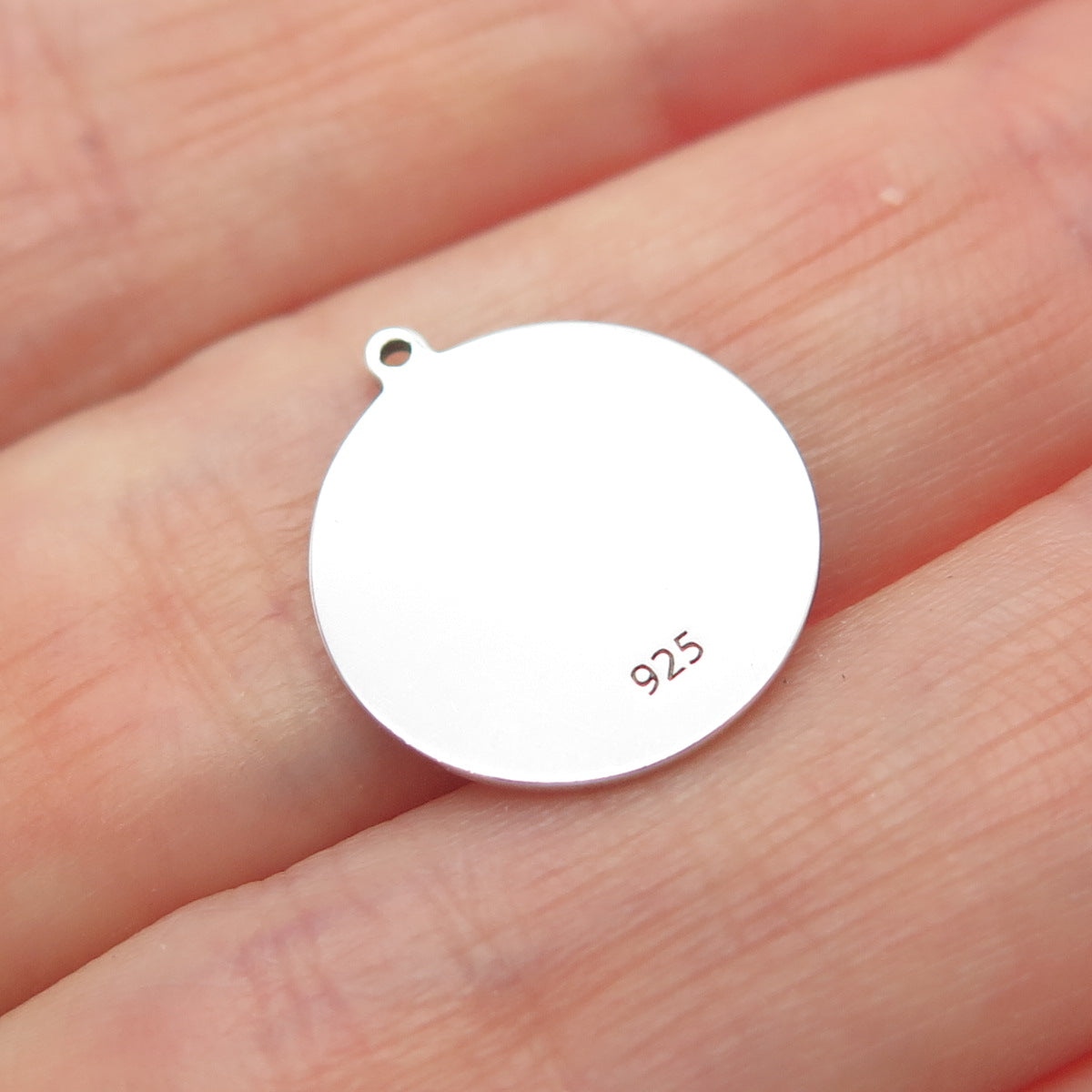 925 Sterling Silver Red Enamel Female Symbol Round Tag Minimalist Charm Pendant