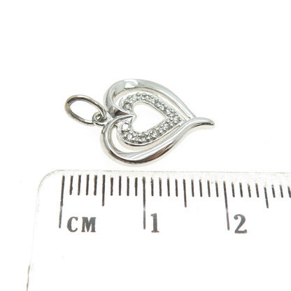 ROSS SIMONS 925 Sterling Silver Round-Cut C Z Heart Minimalist Pendant