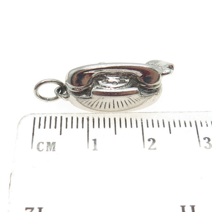 925 Sterling Silver Vintage Rotary Dial Retro Phone 3D Pendant