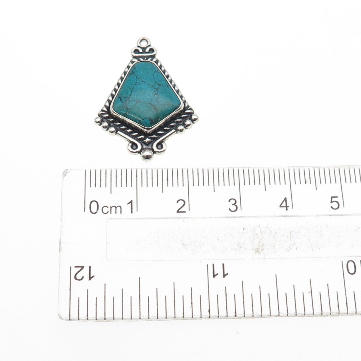 Old Pawn Sterling Silver Vintage Southwestern Kingman Turquoise Charm Pendant