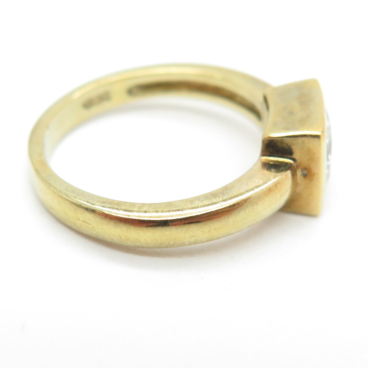 925 Sterling Silver Gold Plated Princess-Cut Shaped C Z Ring Size 6