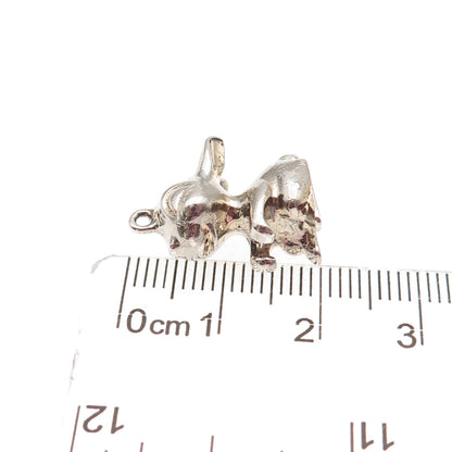 925 Sterling Silver Vintage Germany Bunny 3D Mini Charm Pendant