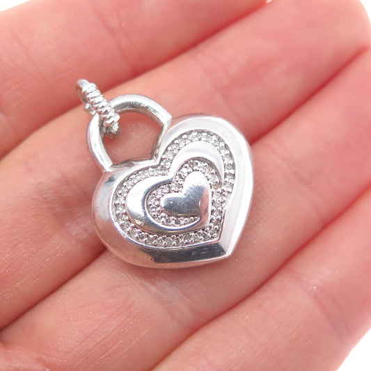 SLV Sadye L Vassil 925 Sterling Silver Real Diamond Heart Charm Pendant